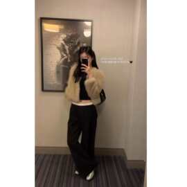 现 2025秋冬季新款韩国设计师lep*ein蕾丝双层腰围阔腿休闲裤