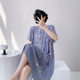 Cotton Silk Nightgown Women's Spring and Summer Casual Short-sleeved Solid Color Thin Pajamas Outer Wear Home Clothes Sweet dress