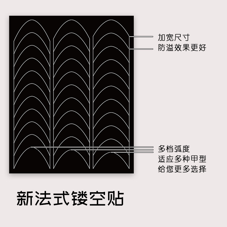 美甲噴繪模板貼紙2024新款鏤空法式甲油膠噴槍防溢貼指甲專用工具