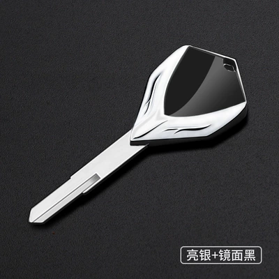 Motorcycle metal key blank suitable for Kawasaki Ninja ZX-6R Ninja ZX-7R ZR-7/ZR-7S (Motorcycle Key) - bright-silver-mirror-black-cq-039