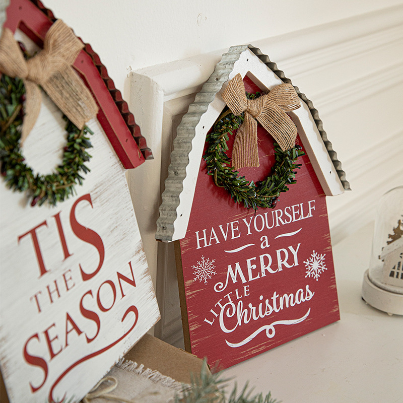 Nuevos adornos navideños exquisitos, accesorios de decoración para escenas navideñas, decoraciones colgantes de madera, adornos para pared, adornos para puerta, letreros para puerta
