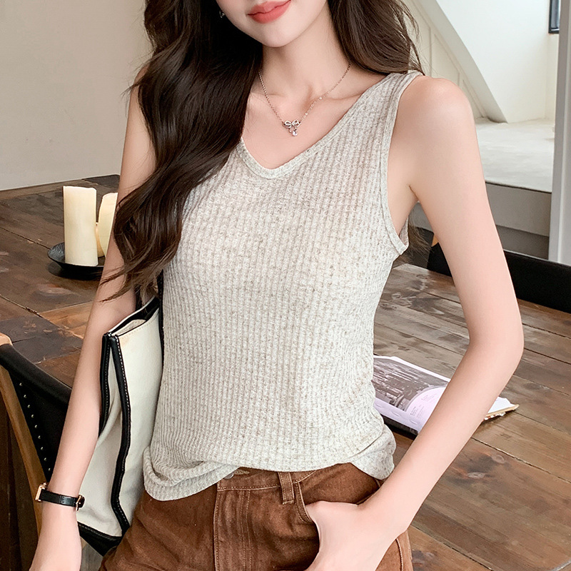 H 80のワッフルの小さいサスペンダーのベストの女性の中で夏の外で怠惰な風の袖なしのゆったりしている百合の底の上着を着ます。|undefined