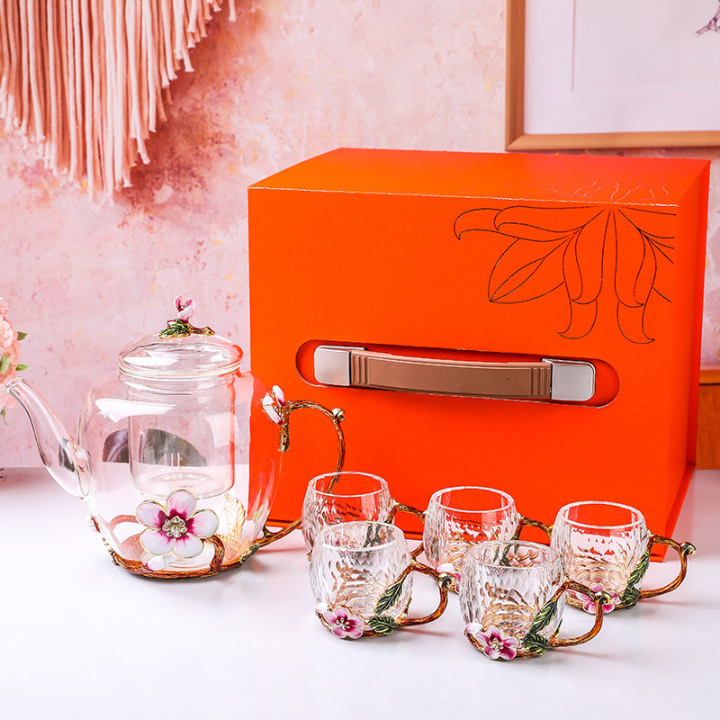 매화찻주전자 + 찻잔 5개