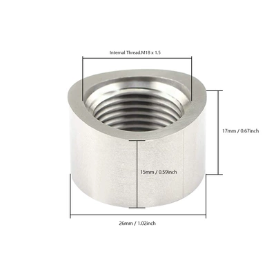 In-Stock M18X1.5 Threaded Oxygen Sensor Curve Cut-Out Nut Plug 304 Stainless Steel Oxygen Notch Nut (Automotive Sensors) - m18-x-15-thread