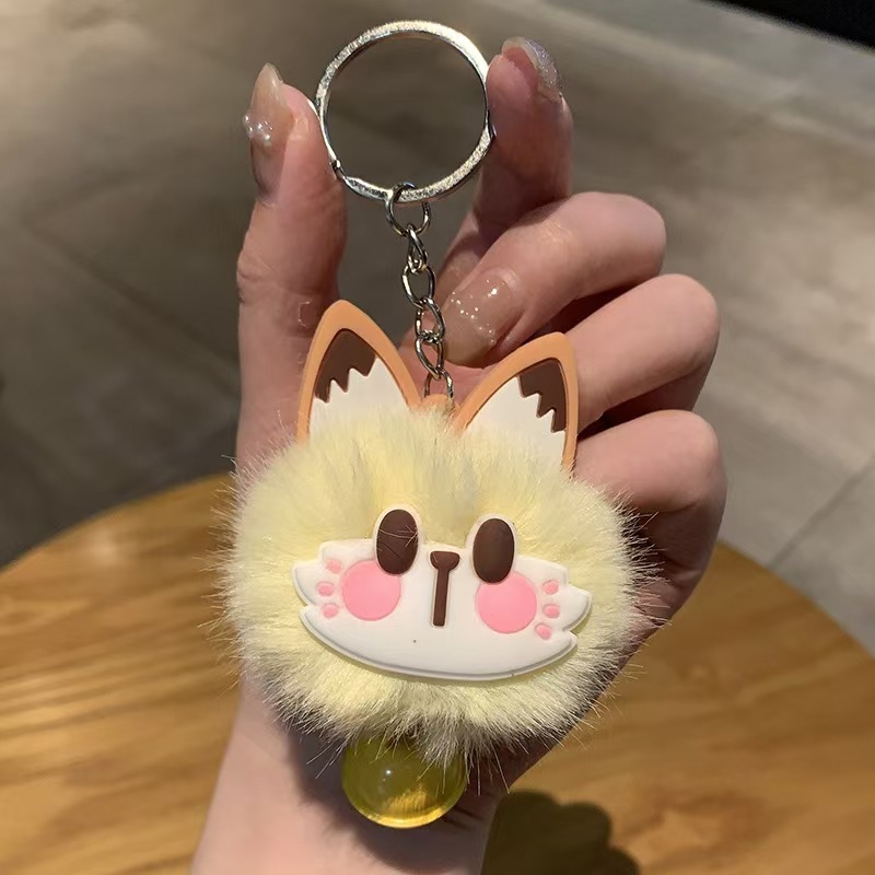 新しい模造レッキスウサギの毛皮のかわいいぬいぐるみ招き猫ベル新年ぬいぐるみペンダントバッグ多用途ギフト卸売|undefined