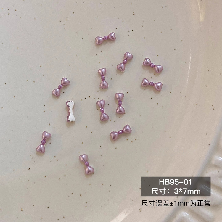 新款芭蕾风珍珠蝴蝶结饰品镶钻珍珠飘带百搭法式立体彩色领结|undefined