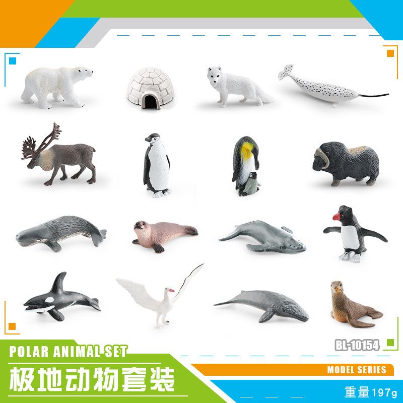 Exportación transfronteriza simulación modelo de animales polares mini animales de invierno ártico beluga morsa cognición educación temprana decoración
