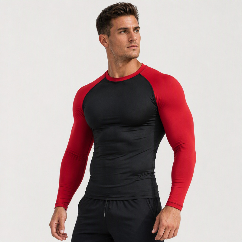 Amazon's new men's sports and fitness clothing, European and American fashion running tight-fitting quick-dry T-shirt, basketball training top
