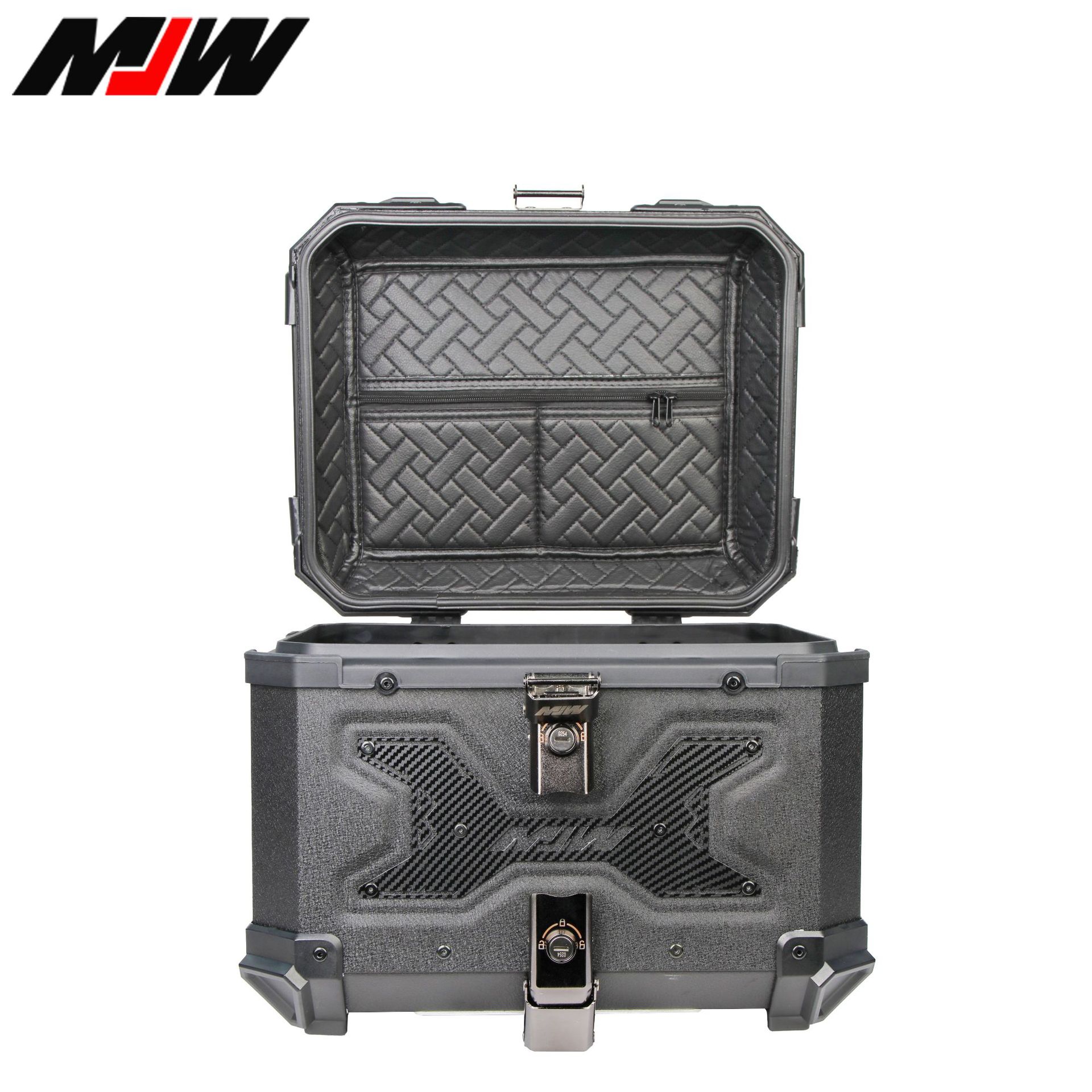 45L motocicleta de aleación de aluminio impermeable estampado negro caja trasera noveno ternero caída caja trasera coche eléctrico maletero