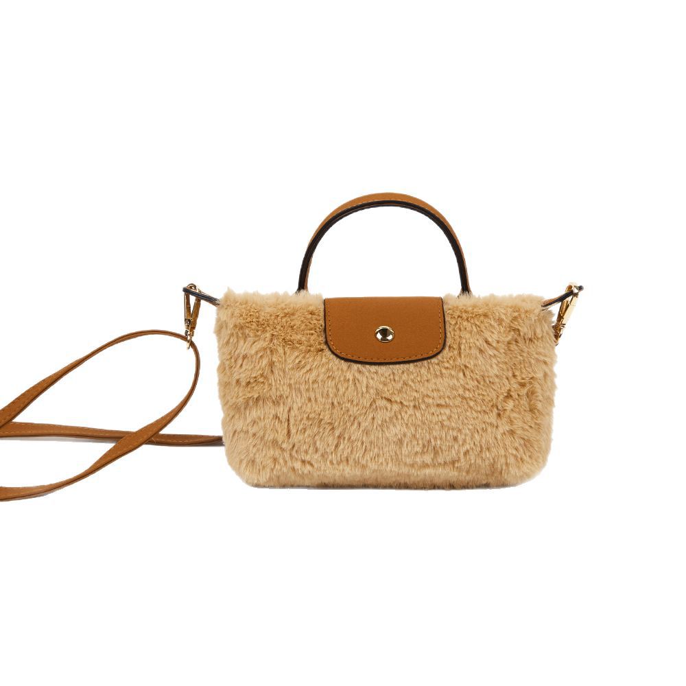 Bolso de cordero de otoño e invierno mini bolso de piel portátil nuevo bolso de bola de masa de mensajero de un solo hombro para mujer