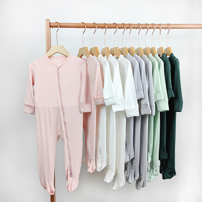 跨境专供外贸童装bamboo baby clothes纯色宝宝爬服竹纤维哈衣