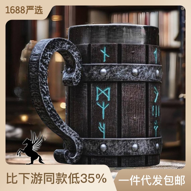 Venta caliente transfronteriza barril de madera taza de cerveza personalizada de bambú barril de madera taza de barra de gran capacidad