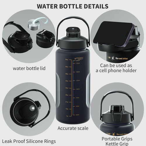 Universal men and women large capacity water cup with straw, outdoor water bottle, sports water bottle, high-temperature resistant plastic cup set of three