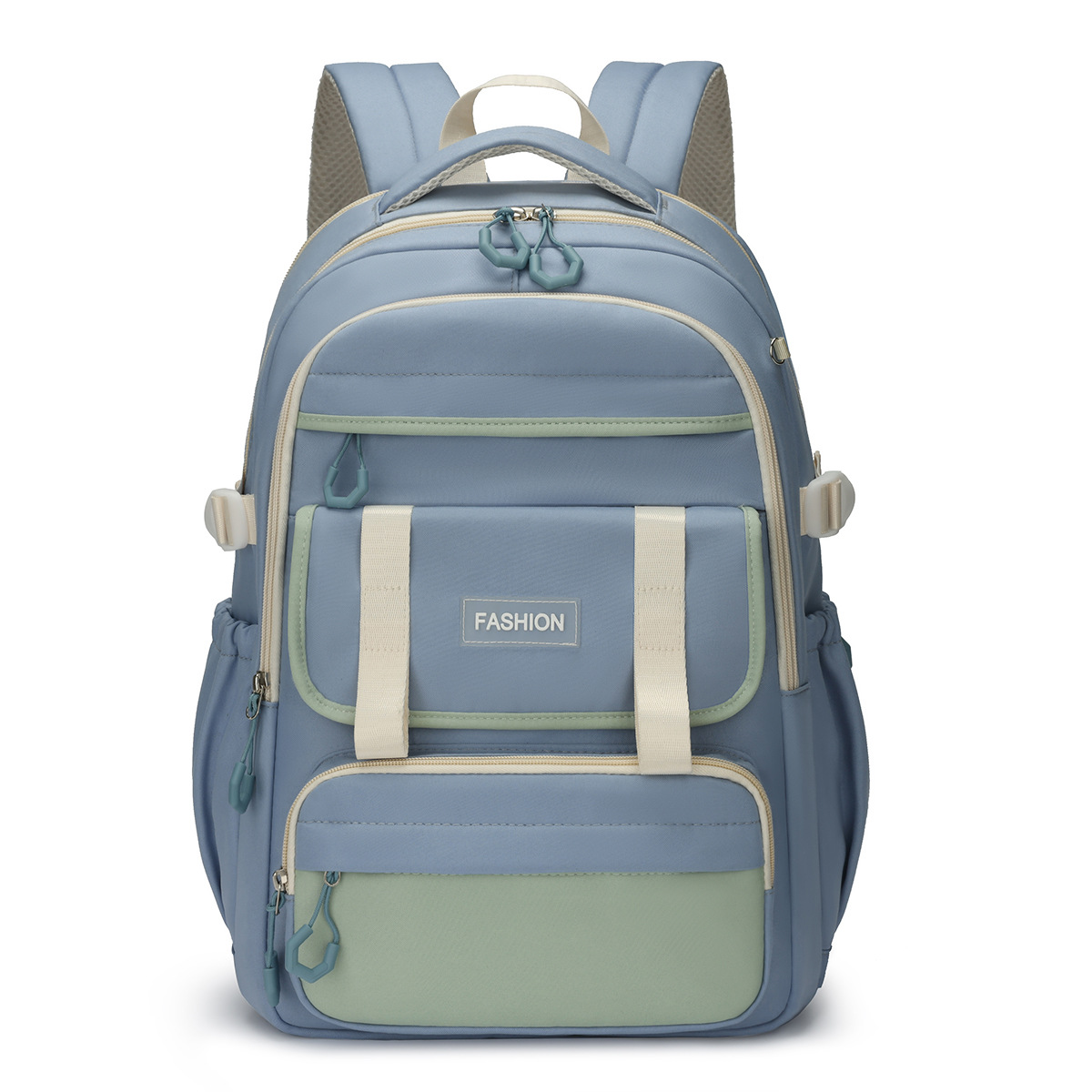 Mochila escolar 2024 mochila de estilo nuevo todo fósforo ocio para estudiantes de secundaria y preparatoria Mochila de viaje de color de contraste simple y de gran capacidad