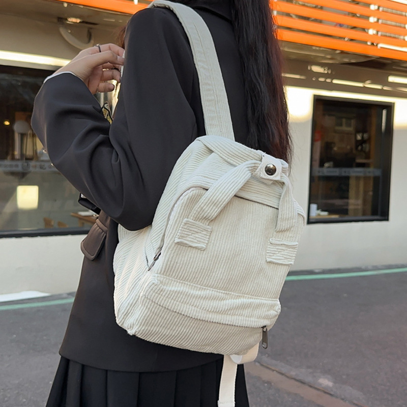 Mochila de pana para mujer 2024 primavera nueva mochila de pana casual mochila de viaje simple