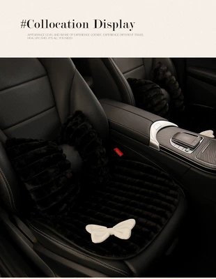 Wool pad | cushion butt cushion goddess - white-bow-black-1-seat-cushion-1-lumbar-support