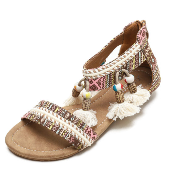 Bohemian Wedge Sandals Female European and American Summer Ethnic Fairy Wind Open Toe Seaside Travel Roman Sandals 222-10