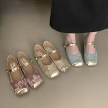玫瑰芭蕾国风复古刺绣鞋女配旗袍的鞋2024新中式百搭软底豆豆单鞋