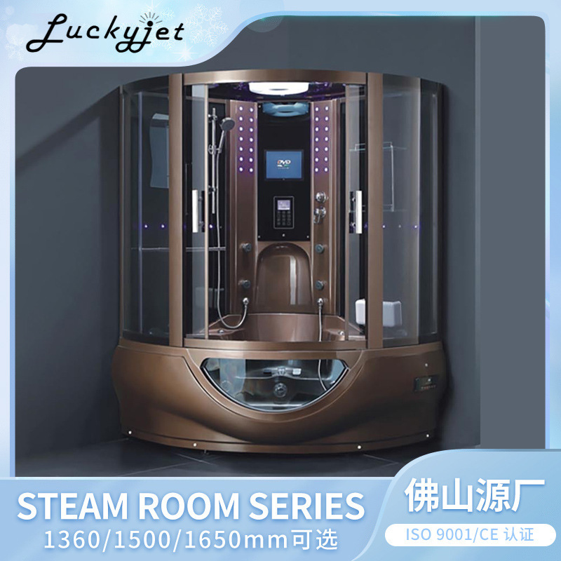 Hotel Household Acrylic Triangle Surf Massage Bathtub Steam Room Glass Finished Shower Integrated Room Foshan