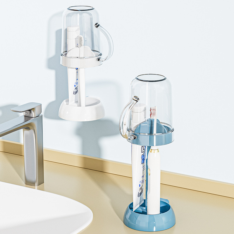 Wall Mounted Toothbrush Cup Holder Set For Bathroom Storage_voghion.com