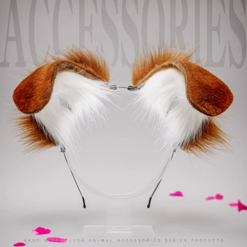 Поколение волос ручной работы плюшевый головной убор с ушками зверя аксессуары праздничный Косплей далматинцы складное Ухо повязка на голову с ушками собаки