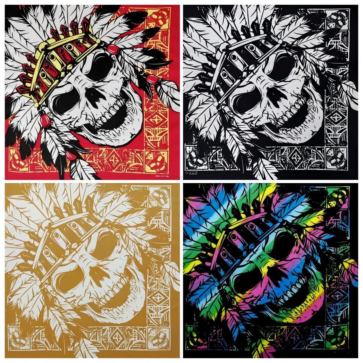 Christmas pure cotton Indian skull bandana for outdoor cycling decoration, European and American street dance hip-hop headscarf