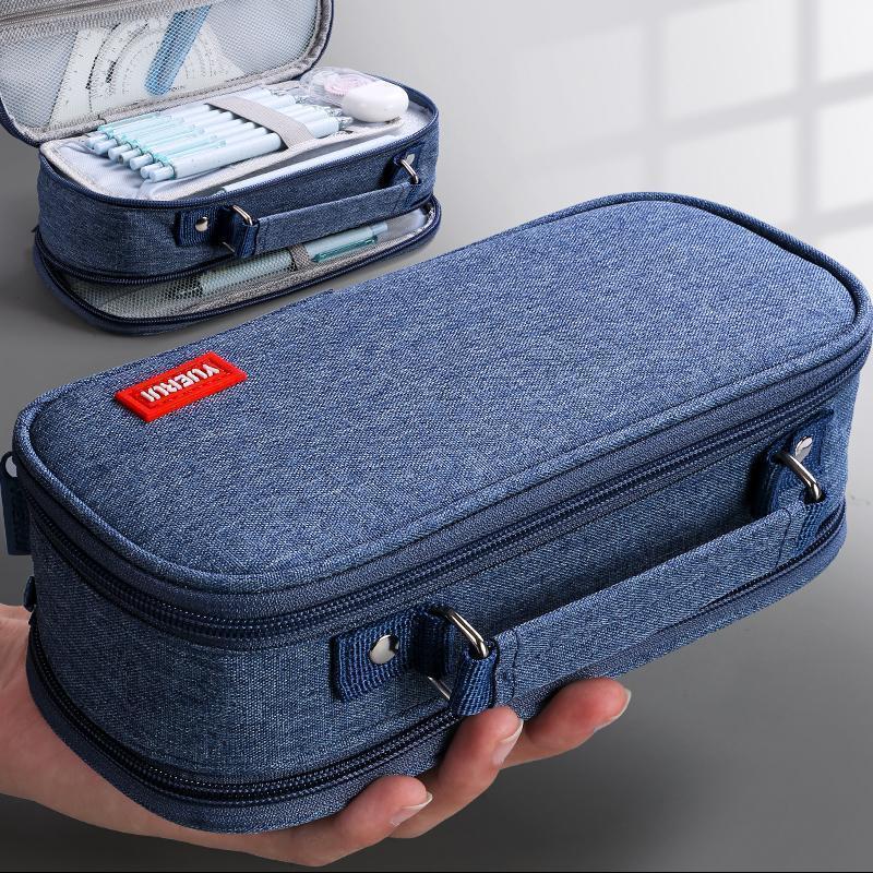 Caja de lápiz de estudiante de escuela secundaria de gran capacidad caja de lápiz simple de estudiante de alto aspecto caja de papelería multifuncional Almacenamiento de papelería de múltiples capas