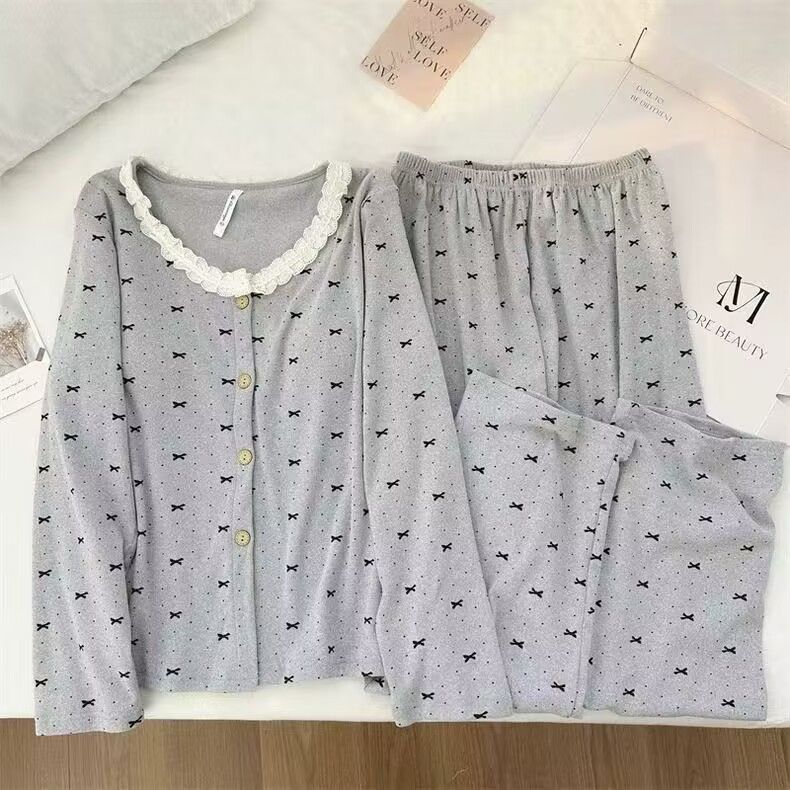 (브래지어 포함) DE RONG 공장 도매 신작 겨울 새 스타일 여성 더블 길이 가디건 레이스 칼라 심플하고 달콤함