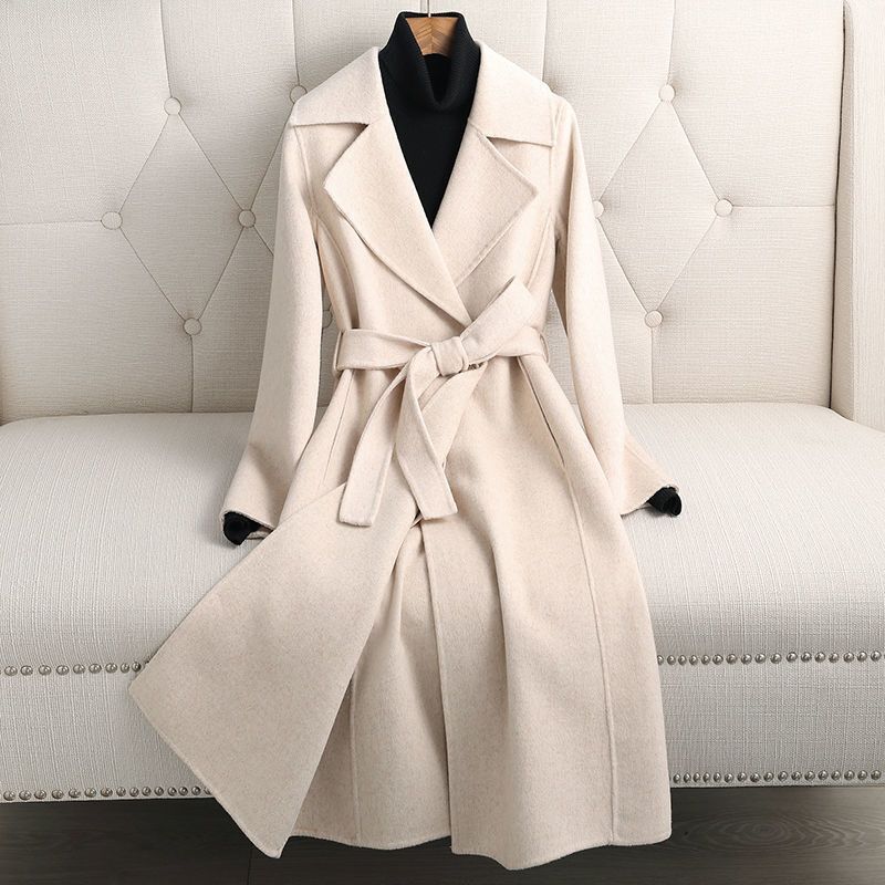 Woolen Wool Coat for Women, Mid-Length, 2025 New Style, Slim Fit, Over-The-Knee Woolen Coat, Hepburn Coat for Women