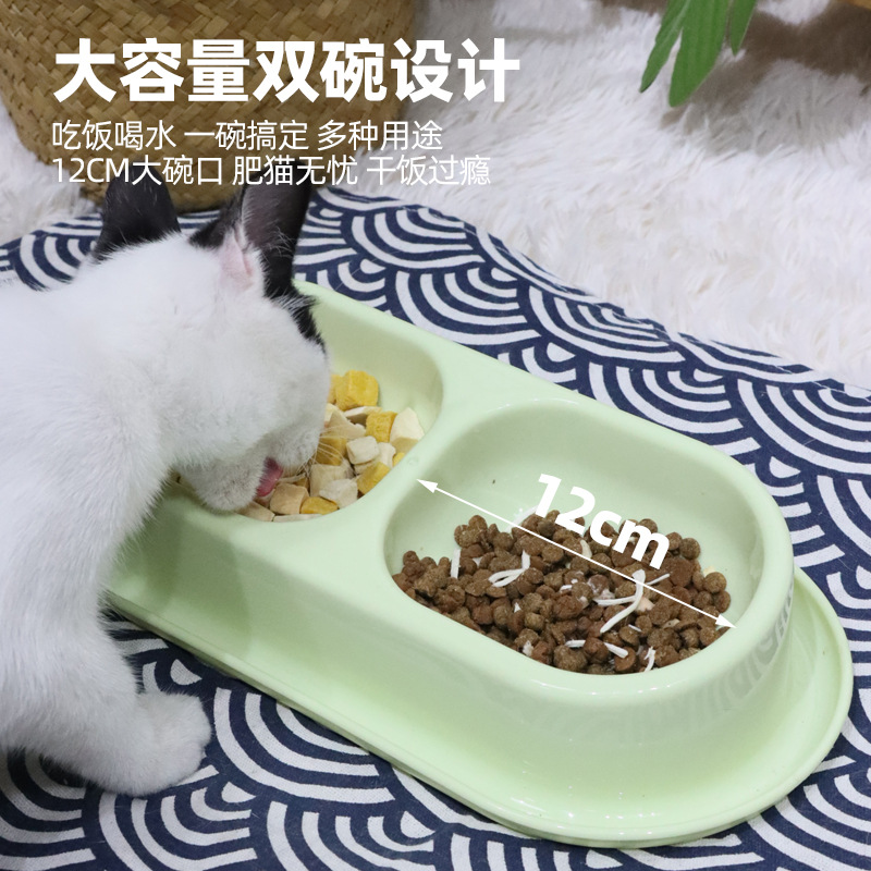 Tazón para gatos Leyoupai de doble boca, anti-volteo y a prueba de fugas, agua potable para gatos, tazón doble, boca oblicua de gran capacidad para proteger la columna cervical, tazón para mascotas