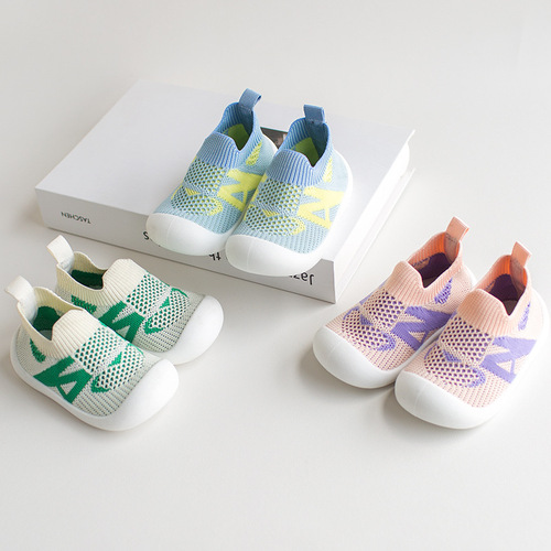 Children's Sports Shoes Spring Summer Autumn New Boys' Single Shoes Fashion Breathable Girls' Baby Flyknit Big Head Covering Footboard Shoes