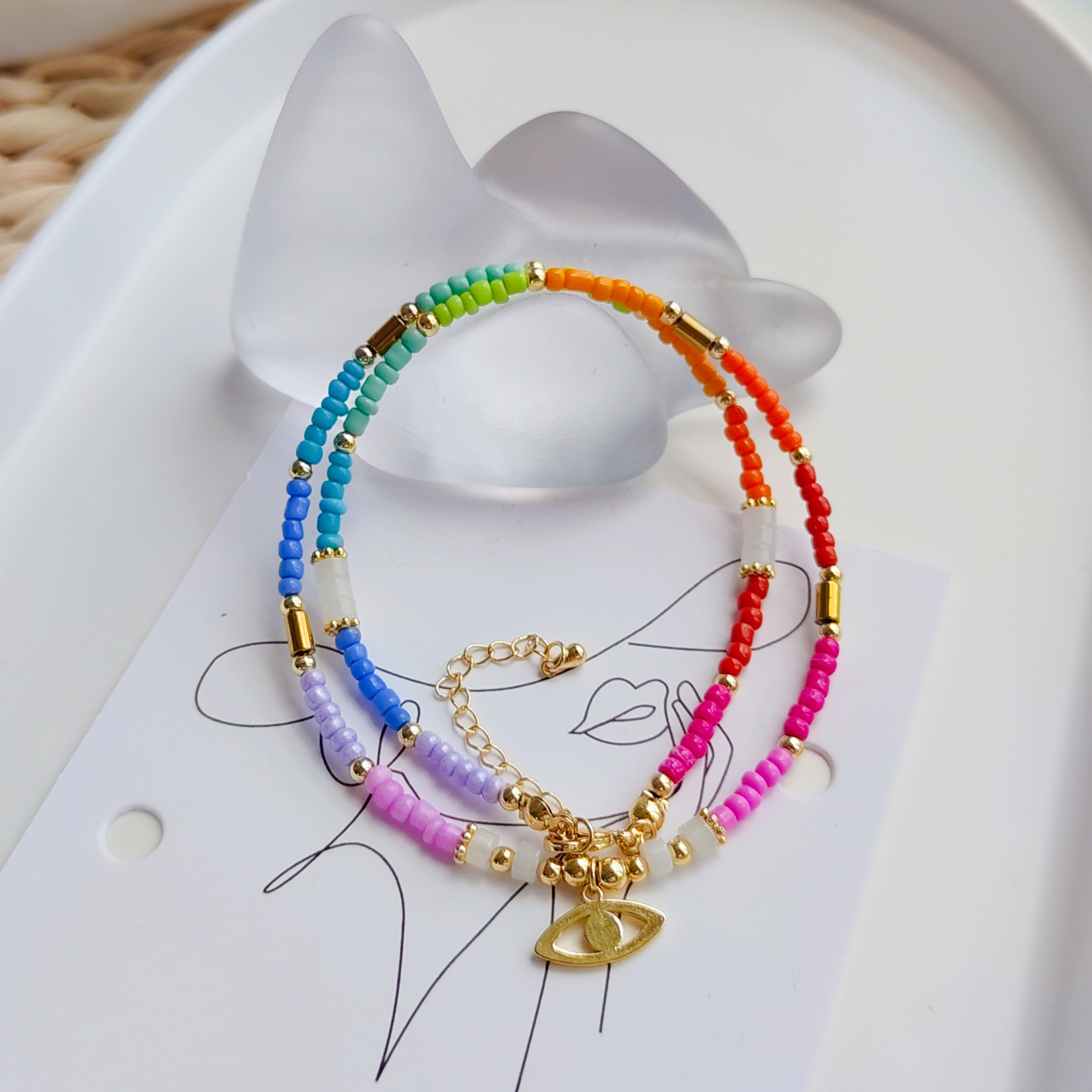 1 Piece Quantity Holiday, Street Occasion Vacation Colorful Mixed Materials Beaded Knitting Women's Necklace