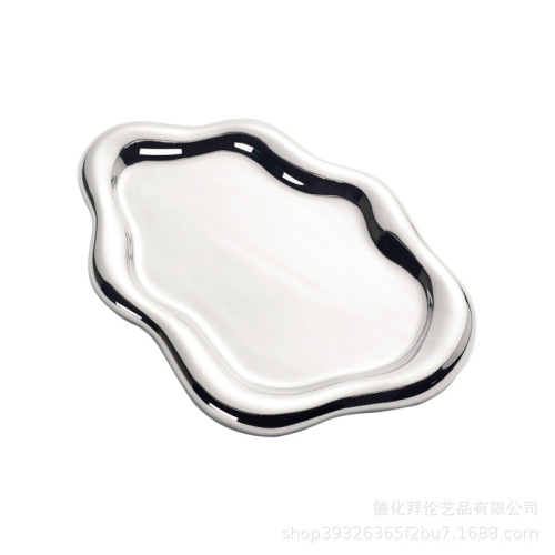 Byron INS electroplated silver tray photo prop jewelry storage tray display tray light luxury ceramic jewelry ornament