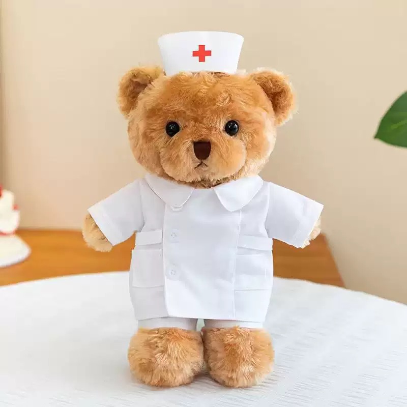 Trajes de enfermería blancos - oso marrón