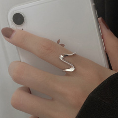 Wave Ring for Women - Unique Design, Minimalist, Student-Friendly, Versatile, Simple Band, Geometric Line Style, Adjustable Open Ring