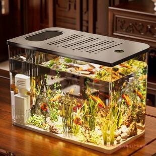 Fish Tank Aquarium Plastic Covered Ecological Tank Goldfish Tank Home Living Room Transparent Small Tea Table Desktop Landscaping Tank