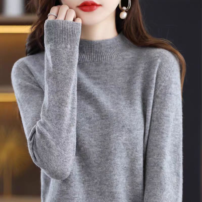 羊绒毛衣女2025年新款半高领打底衫女春秋冬内搭宽松针织衫上衣保|undefined