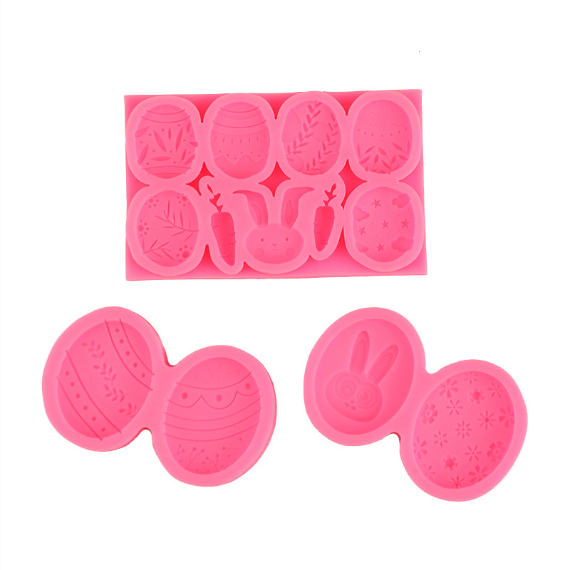 Patrón huevo silicona fondant cake DIY molde conejo de Pascua creativo hornear herramienta decoración adornos
