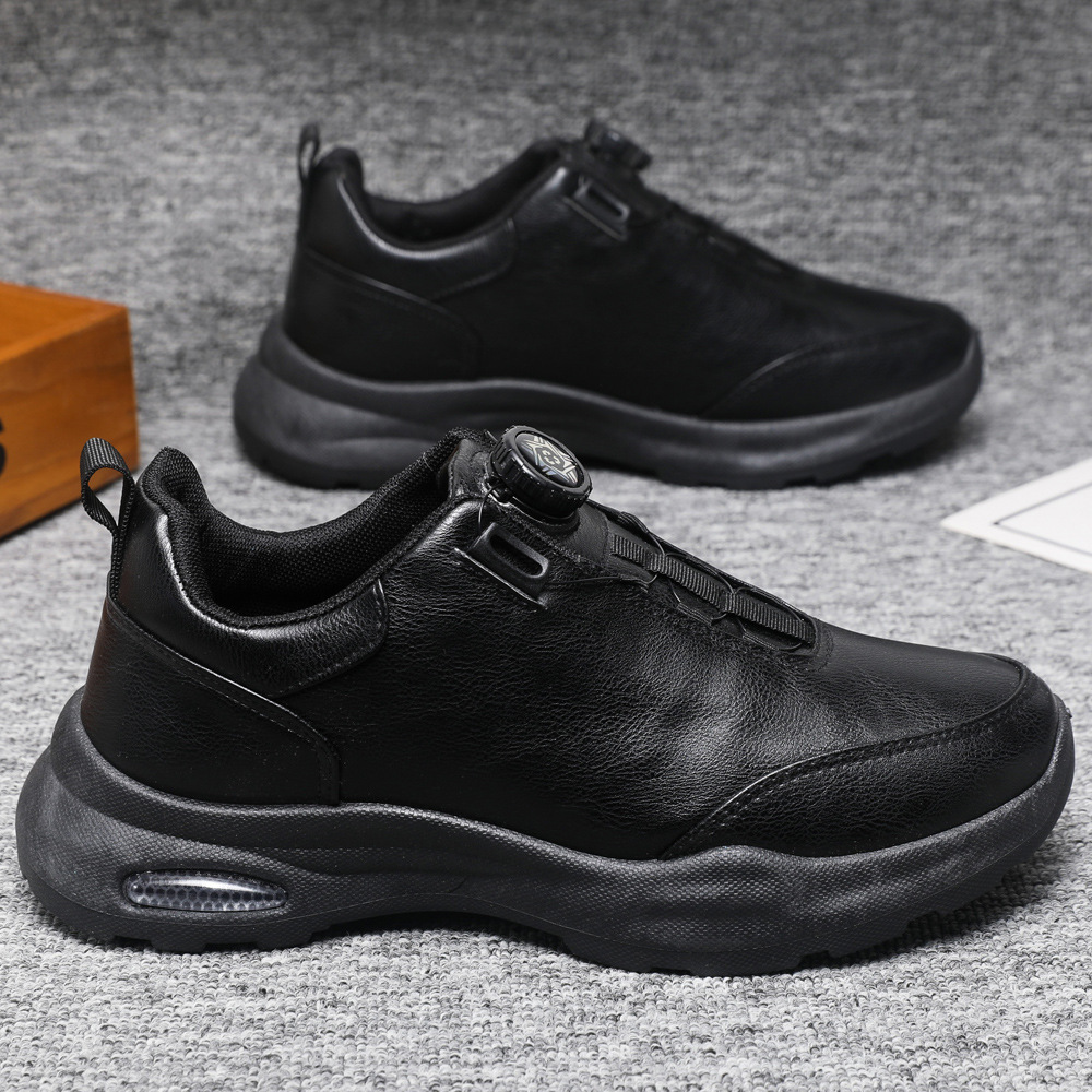 Zapatos de cuero de hombre zapatos de negocios botones de zapatos casuales sin lazos de altura de suela gruesa zapatos deportivos de hombre zapatos de suela suave zapatos de papá