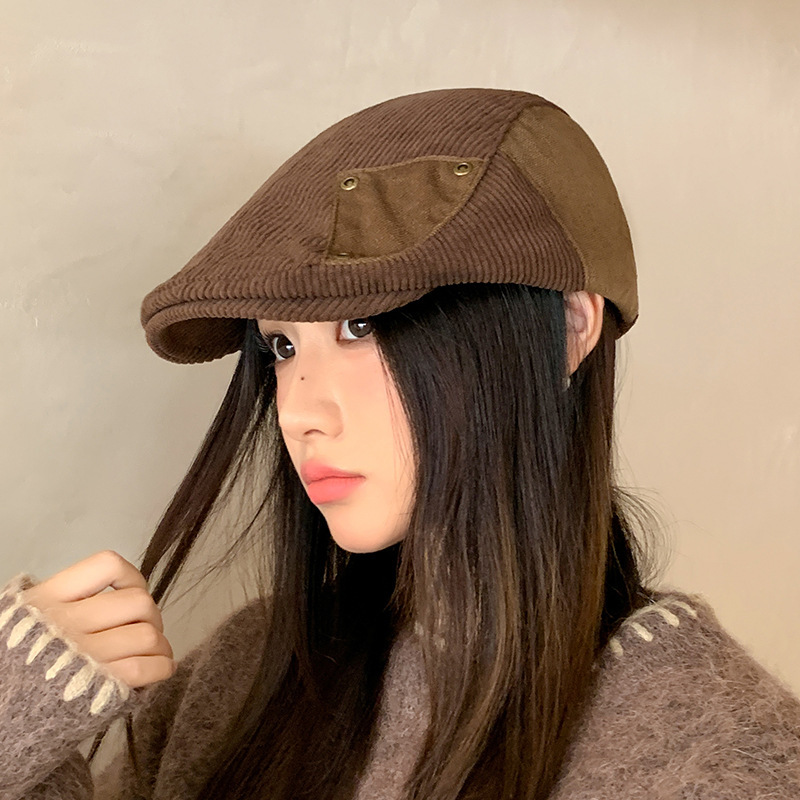 韩版秋冬季帽子女款前进帽时尚百搭报童帽英伦风复古显脸小贝雷帽|undefined