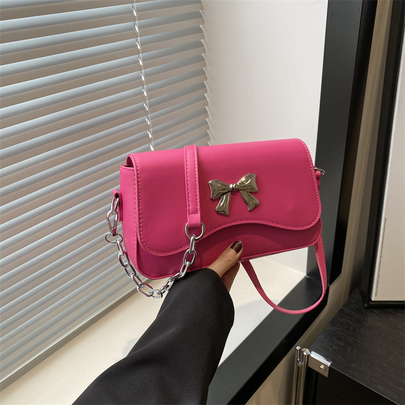 Bolso pequeño con lazo popular de este año para mujer 2024 nuevo estilo estilo occidental primavera y verano mini bolso cuadrado cadena bandolera