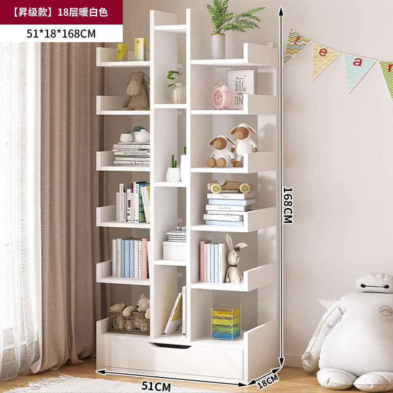 Estante de libros simple estante de piso pequeño estante de libros contra la pared estante de almacenamiento de sala de estar estante de almacenamiento gabinete de oficina