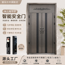 双开门不锈钢防盗隔音大门农村自建房入户门家用仿铜门中式进户门