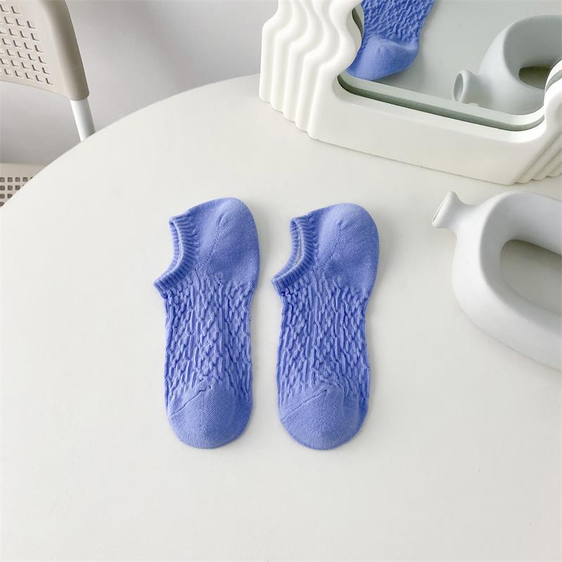 Color crema boca baja calcetines de tobillo invisibles calcetines de algodón de color sólido de las mujeres calcetines de caramelo de malla ins moda verano calcetines transpirables