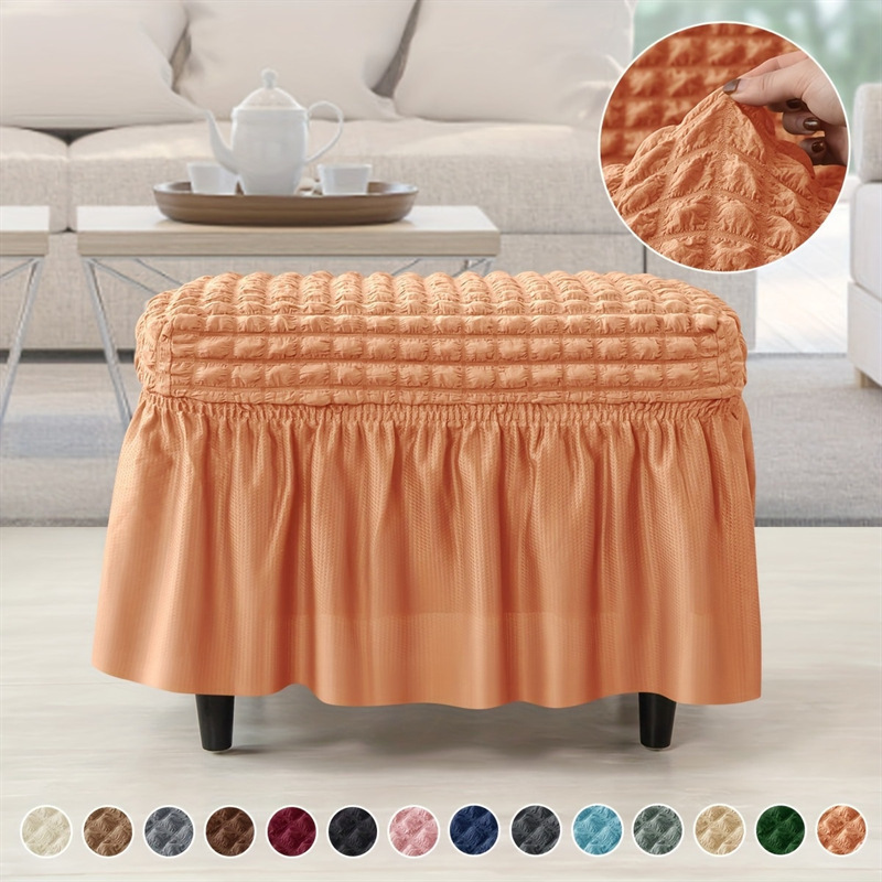 Thickened Bubble Grid All-Inclusive Skirt Elastic Rectangular Footrest Cover Home Hotel Footstool Cover Dust Cover Cross-Border
