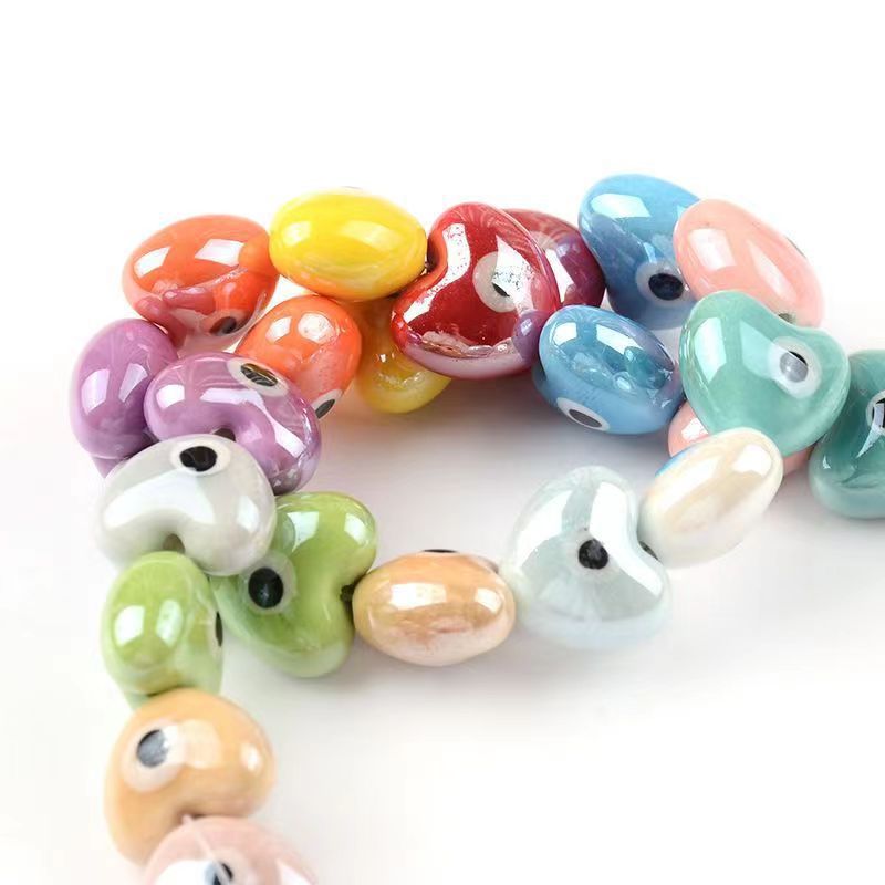 17g Weight Beads Jewelry Making Type DIY Jewelry Accessories Classification 10 PCS/Package Quantity ceramics Material Heart Shape Pattern Printing Design Cute Style 10 PCS/Package Ceramics Heart Shape DIY Jewelry Accessories Beads 1