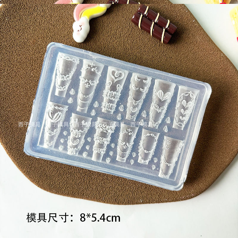 Venta caliente transfronteriza molde de manicura de alta transparencia animal de dibujos animados oso bowknot ramo DIY modelo de manicura en relieve tridimensional