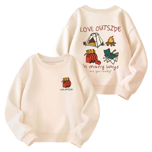 Men and Women Children Cartoon Print Crew Neck Loose Thin Version Sweatshirt 2026 Spring and Autumn New Small and Medium Children Casual Top