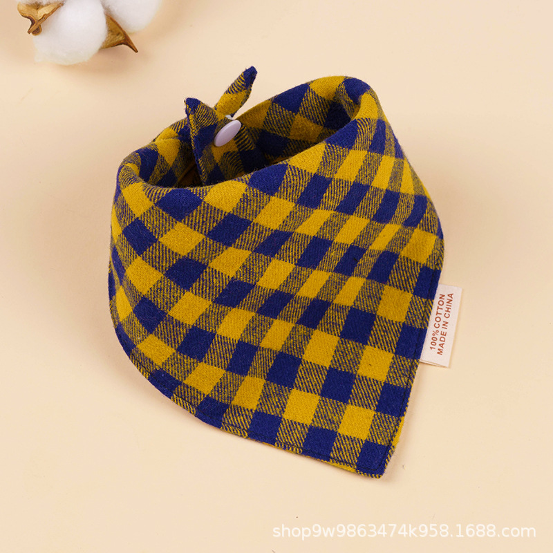Bebé de algodón bebé babero triángulo BiB Snap de doble capa babero recién nacido niños bufanda a cuadros cuatro estaciones