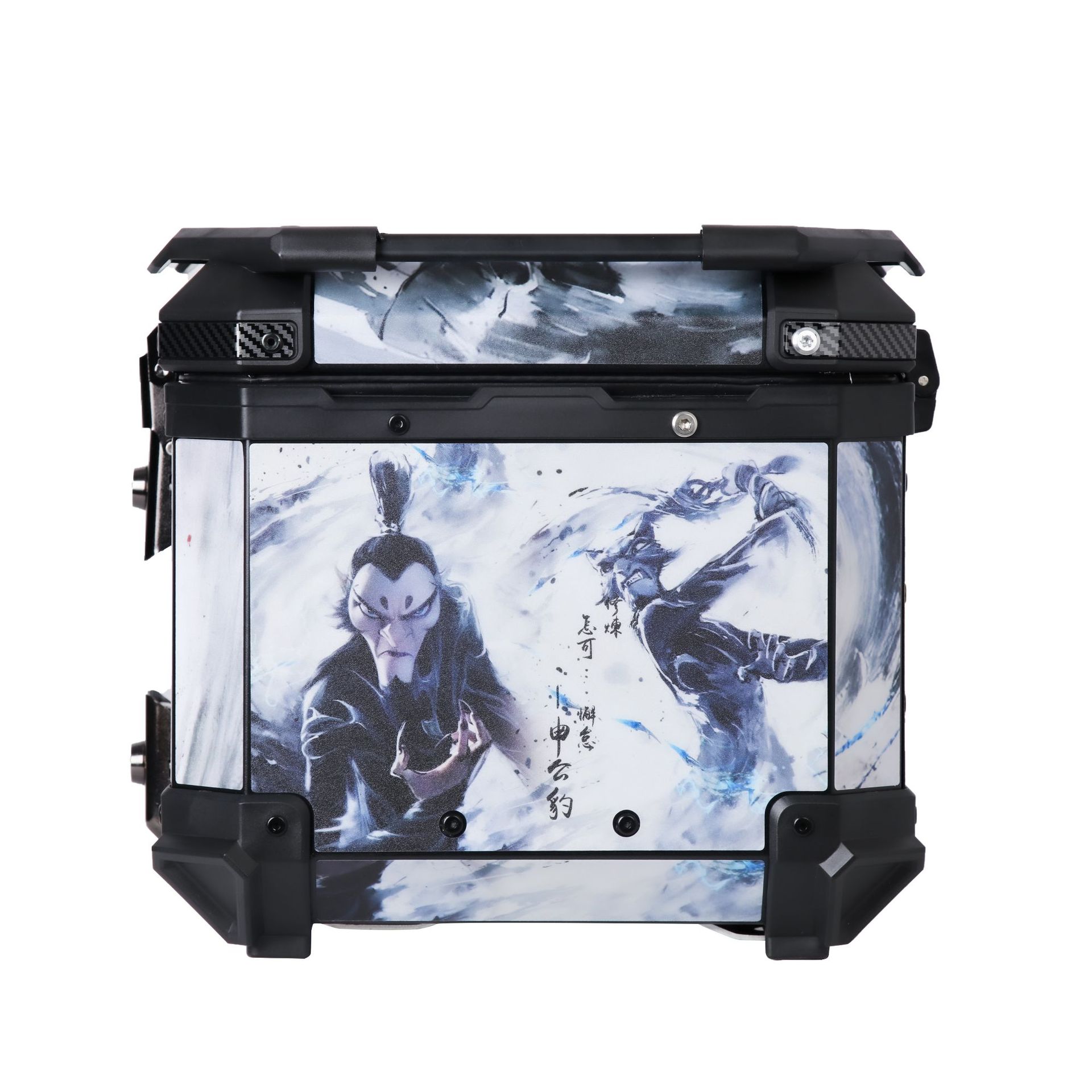 Nuevas calcomanías Nezha motocicleta impermeable maletero de aleación de aluminio coche eléctrico pedal ternero maletero